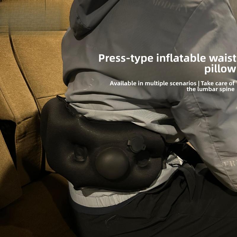TPU Inflatable Lumbar Neck Pillow Portable Foldable Press Type for Travel Office Car