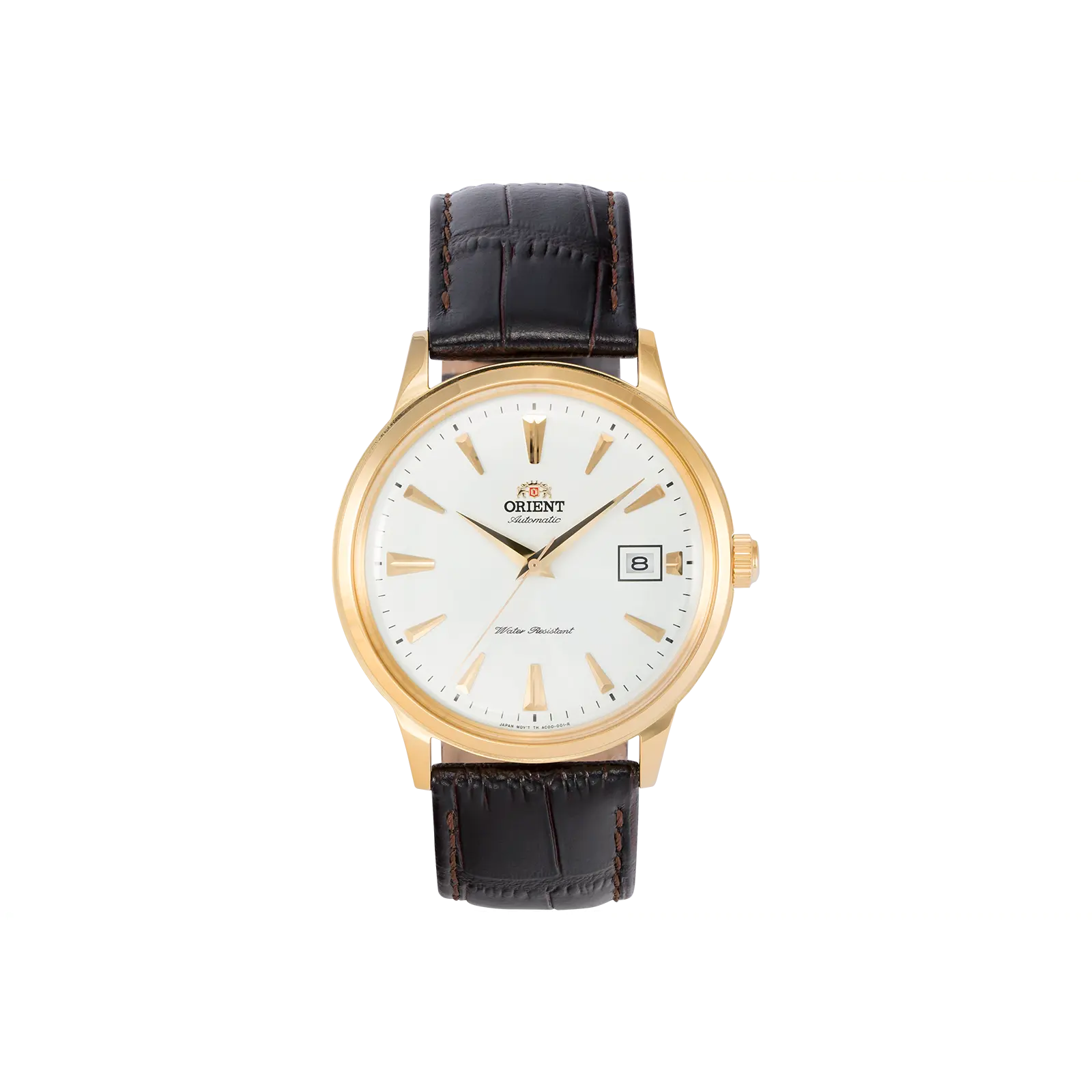 Orient Bambino V1 Business Automatic Dress Watch, 40.5mm Stainless Steel Case with White Dial and Brown Leather Strap, Leather Strap Watch, Analog Mechanical Watch