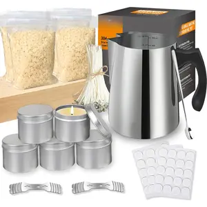 Candle Making Kit Supplies Tools - Soy Beeswax DIY Crafts Candle Wax kit  Set for Adults Beginners Candle Melting Pouring Pot with Jars Wick Sticker Holder Spoon