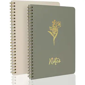 Spiral Notebooks for Women, 2 Pack College Ruled Wirebound Notebooks with  Floral Design, Aesthetic Journaling Notebooks for Writing, School, Work, Office Supplies (Beige/Sage)