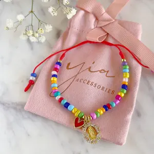 Multicolor Virgencita and Heart Elegant Jewelry Bracelet Adjustable Bracelet