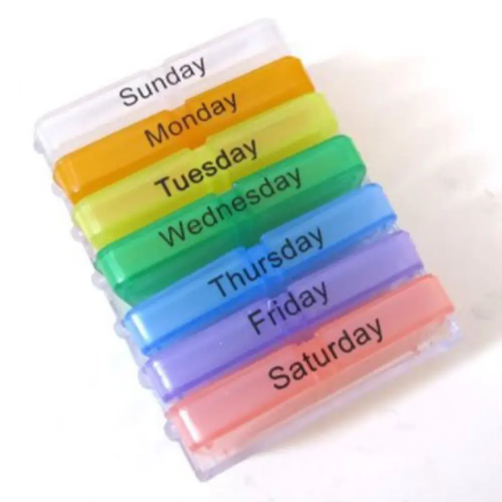 Pill Box 7 Day Medicine Storage Tablet Travel Organiser Dispenser Large Holder Seven Colors