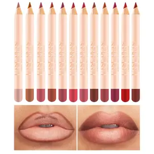 12 Color Matte Lip PencilSet, Waterproof Outlining Lip Pens,Long Lasting Smudge Proof SmoothLip Liner Pencils, Tinted MoisturizingLip Liner, High Pigmented SmoothNatural Lip Pen, Suitable for All,   Velvet Lip Liner Pen Set Lip Makeup