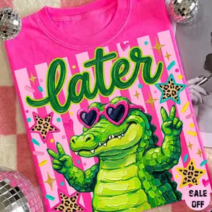 Comfort Colors Later Alligator Shirt, Funny Coquette Brushstroke Striped Leopard Print Tee