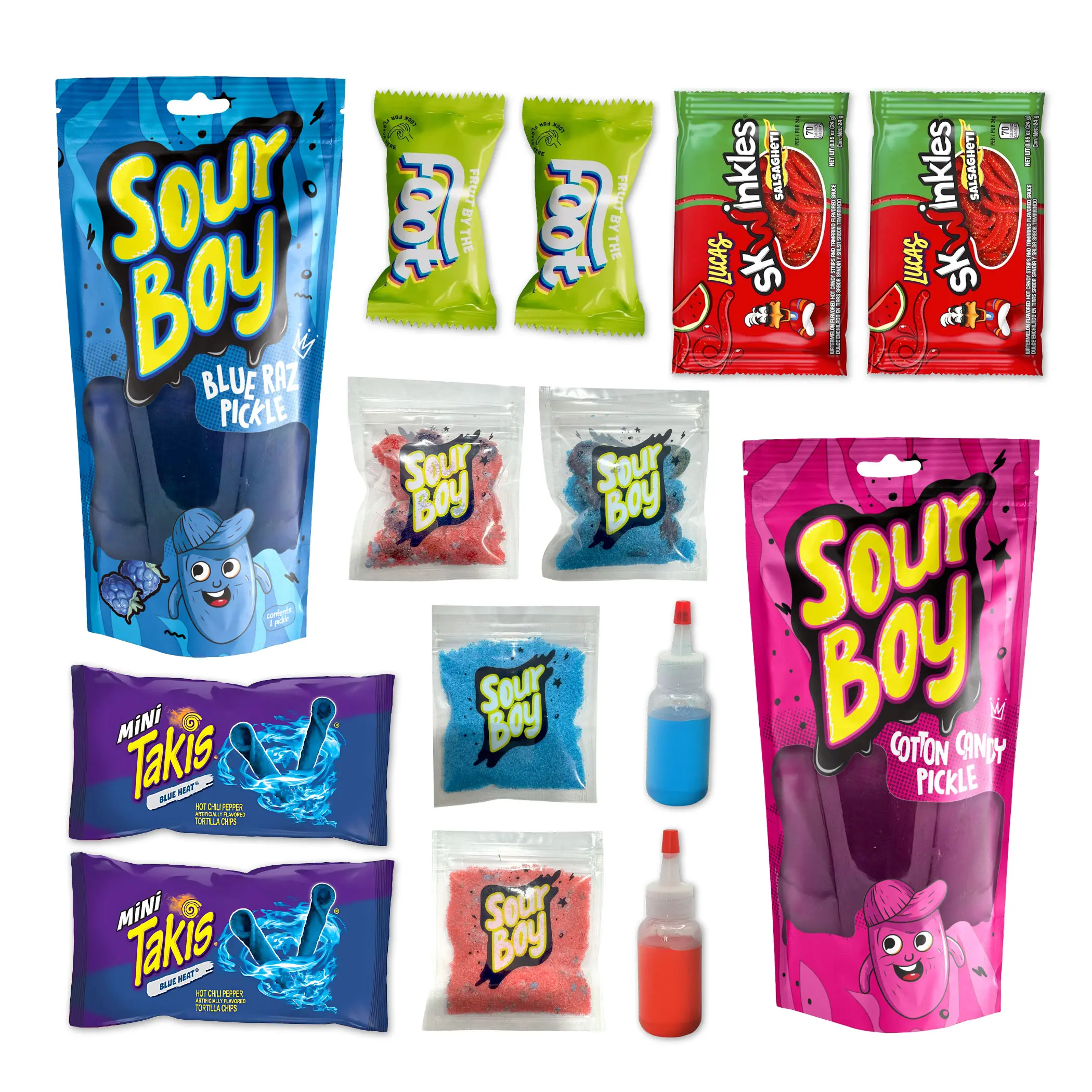 Double Pickle Kit Blue Raz & Cotton Candy w/ Takis, Salsagheti, Sour Liquid, Sour Powder, Sour Gushers, & More - TikTok Shop Double Pickle Kit Blue Raz & Cotton Candy w/ Takis, Salsagheti, Sour Liquid, Sour Powder, Sour Gushers, & More - TikTok Shop