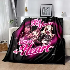 Bratz Y2K Fashion Girl Blanket Ultra Soft Flannel Cozy Warm Bedroom Couch Sofa Office Travel Picnic Throw Home Textile Decor Decorative Throw Perfect Birthday Gift Christmas Gift for Kids Teens Girls Women Doll Style