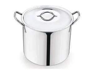 8-Quart Stainless Steel Stock Pot with Metal Lid, Ultra Durable, Stay-Cool Handles, Hand Wash Only