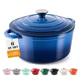 6QT Large Round Cast Iron Enameled Oval Dutch Oven Pot - Heavy-Duty, Non-Stick, Dual Handle, Bread Baking, Cooking, and Serving - Durable, Easy to Clean, Heat Retention, Versatile Cookware,Home Kitchen Essentials, Durable Kitchen Utensils