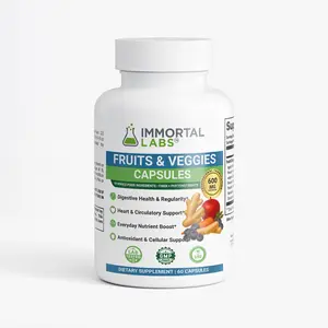 IMMORTAL LABS Fruits & Veggies 60 Capsules for Digestive Heart & Cellular Health Support Natural Fibers Antioxidants Non-GMO Dietary Supplement