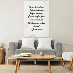 Room Wall Art, Psalm 56:3-4 Inspirational Quote, Artwork Poster Pictures Decor Frame Canvas Print, Bathroom Wall Art, Wall Art For Living Room, Canvas Wall Art Bedroom, Framed Wall Art For Office, Restroom, 1pc, Large Wall Art, Ideal Gift