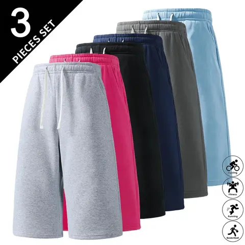 3-Pack Men’s Black Casual Knit Jogging Pants — Loose Fit, Adjustable Waistband, Perfect for Summer, Machine Washable