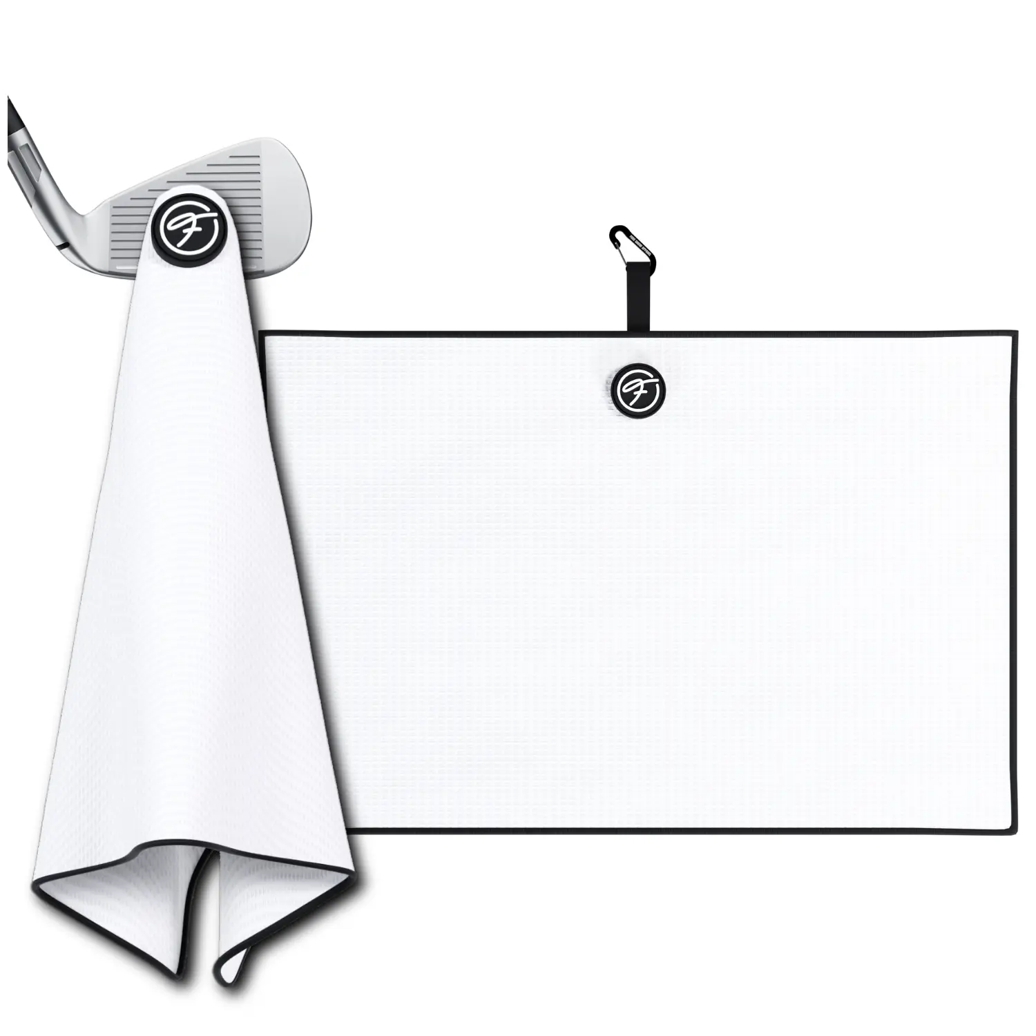 Fore Show Magnetic Golf Towel (White) Waffle Microfiber with Magnet for Golf Bags, Carts & Clubs - 24” x 16” Funny Golf Gift Accessory For Men