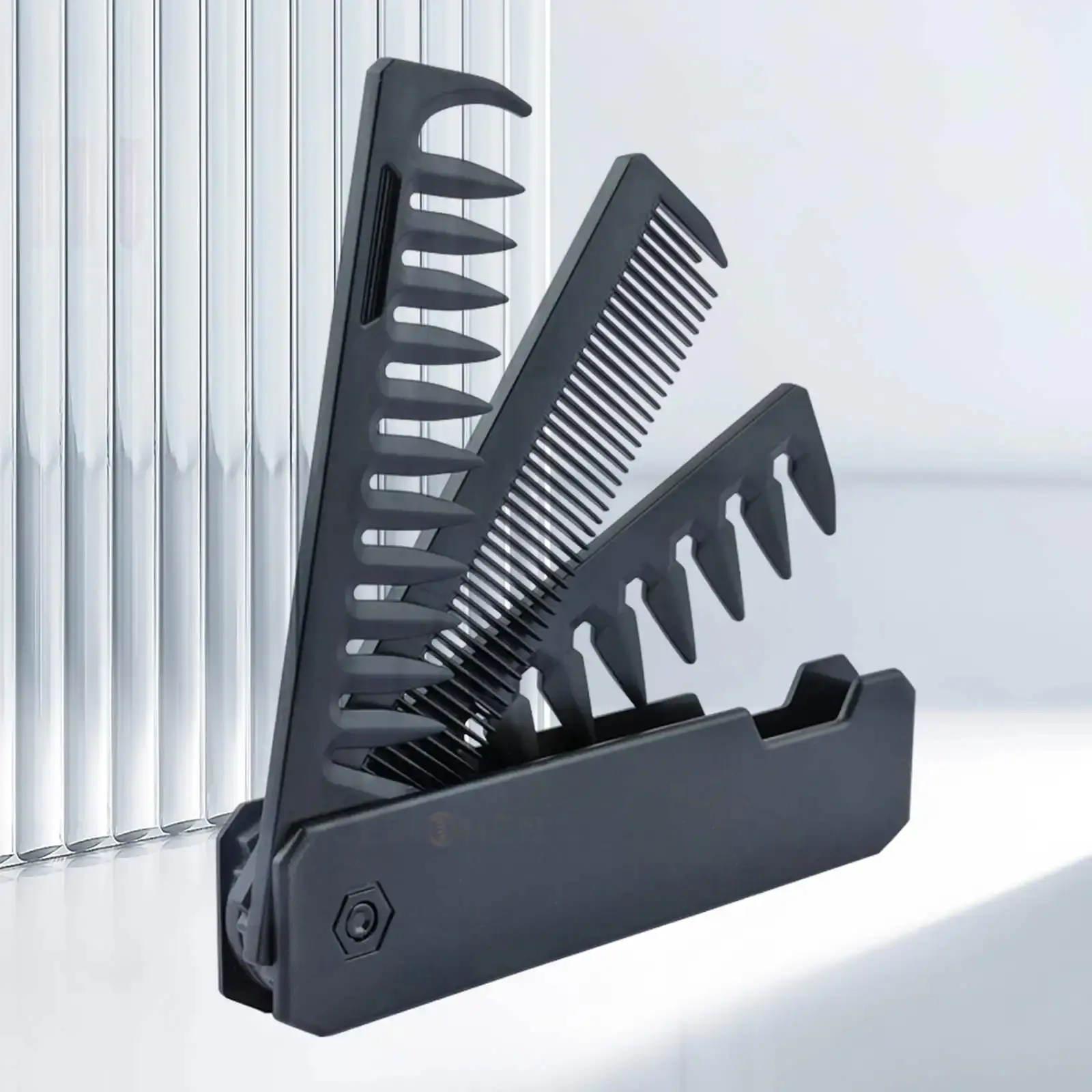 Professional Three-In-One Folding Pocket Comb, Wide Tooth Oil Head Comb, Beard Comb, Grooming Comb, Hairdressing Comb, Hairstyling Comb, Salon Styling Tool, Combs for Hair Stylist, Hair Styling Tools