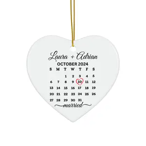 Personalized Calendar Engagement Gift for Couple - Custom Wedding Ornament - Anniversary Calendar Date Gift - Custom Calendar Ornament for Bride and Groom