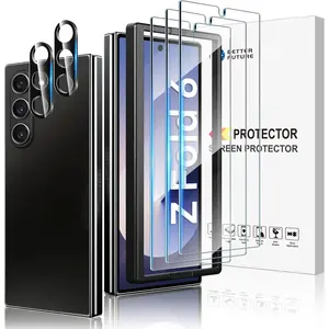 [3 Pack Galaxy Z Fold 6 Screen Protector Tempered Glass [Front Screen Only]+ [2 Pack] Camera Lens Protector for  Galaxy Z Fold 6 5g, Anti Scratch, Hd Clear, Bubble Free [Case Friendly]