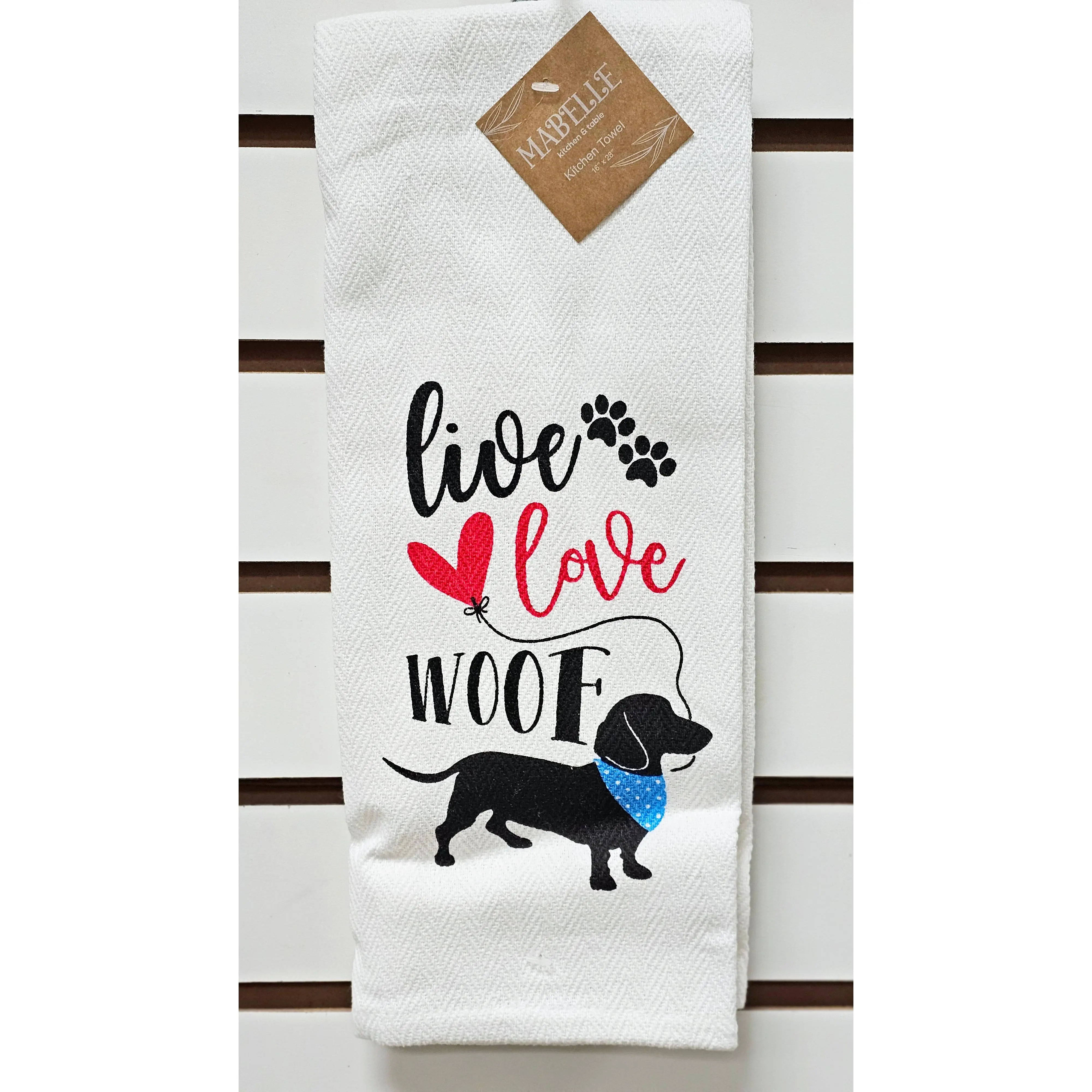 Live Love Woof- Love My Dog Printed Kitchen Towel