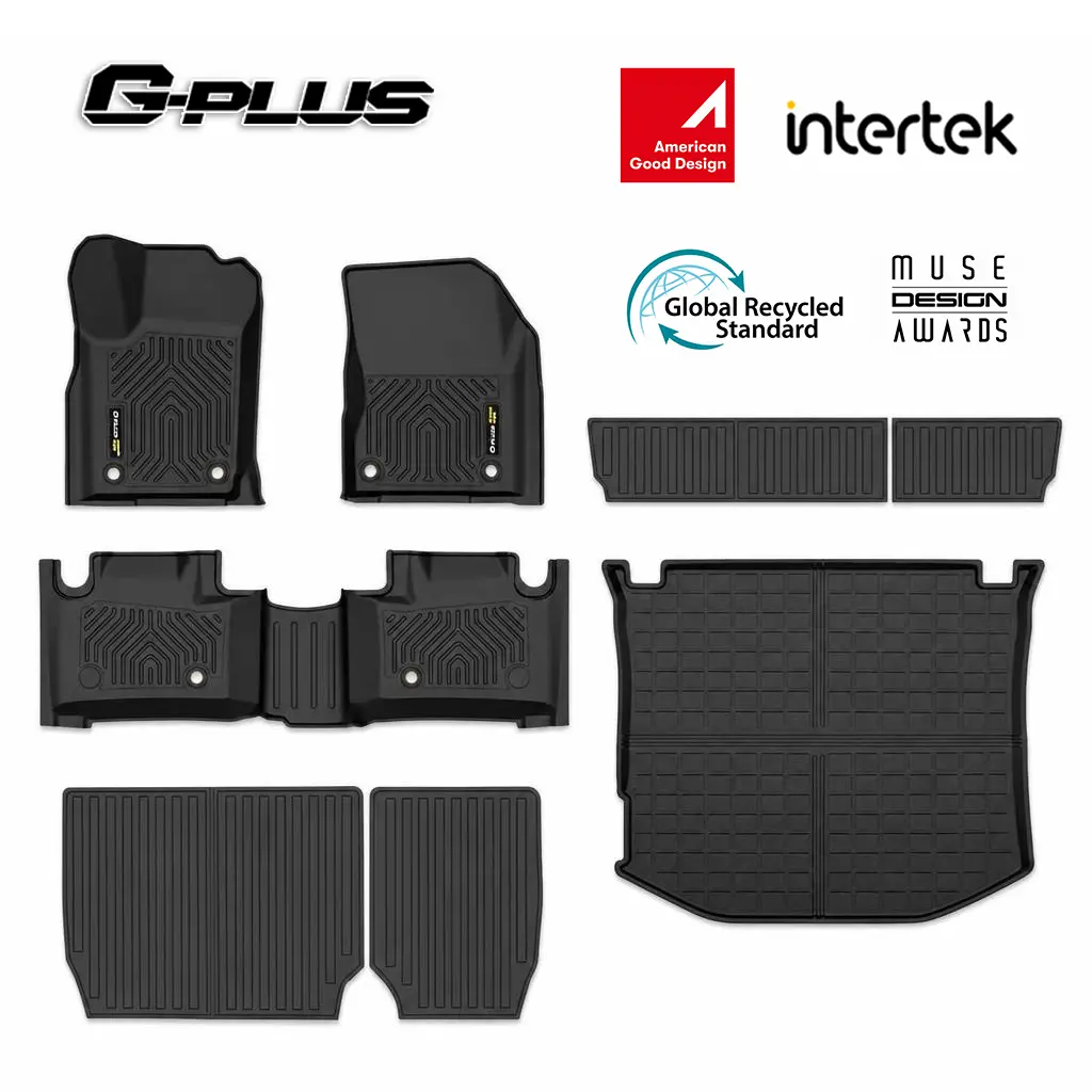 G-PLUS TPE Floor Mats & Cargo Liners, 8PCS Black All-Weather Protection Vehicle Accessories, Fit Jeep Grand Cherokee 2011-2021 & Cherokee WK 2022-2023 (1st & 2nd Row), Foldable