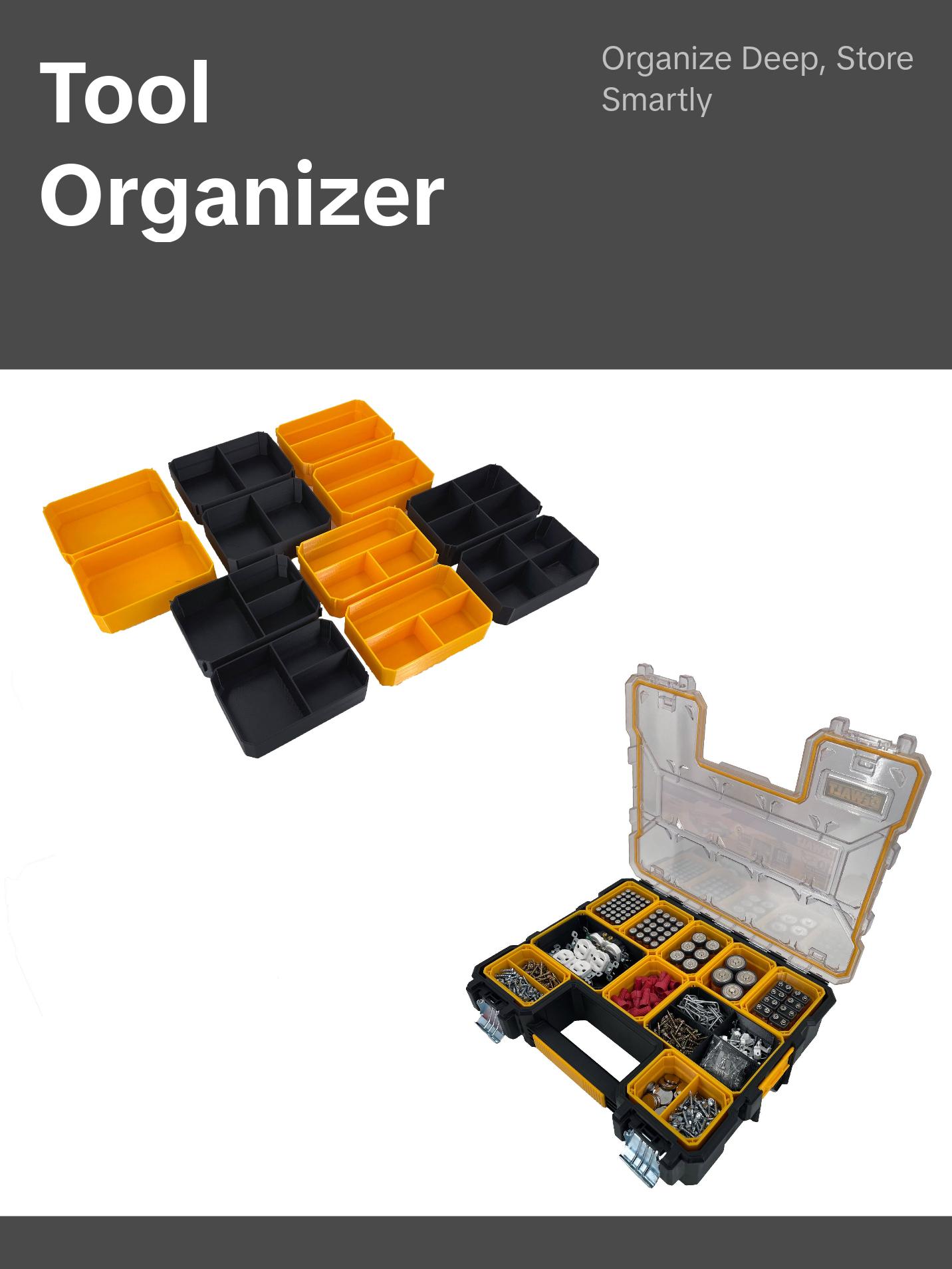 Dewalt Deep Pro Organizer Compatible Large Nesting Bin Set - Black