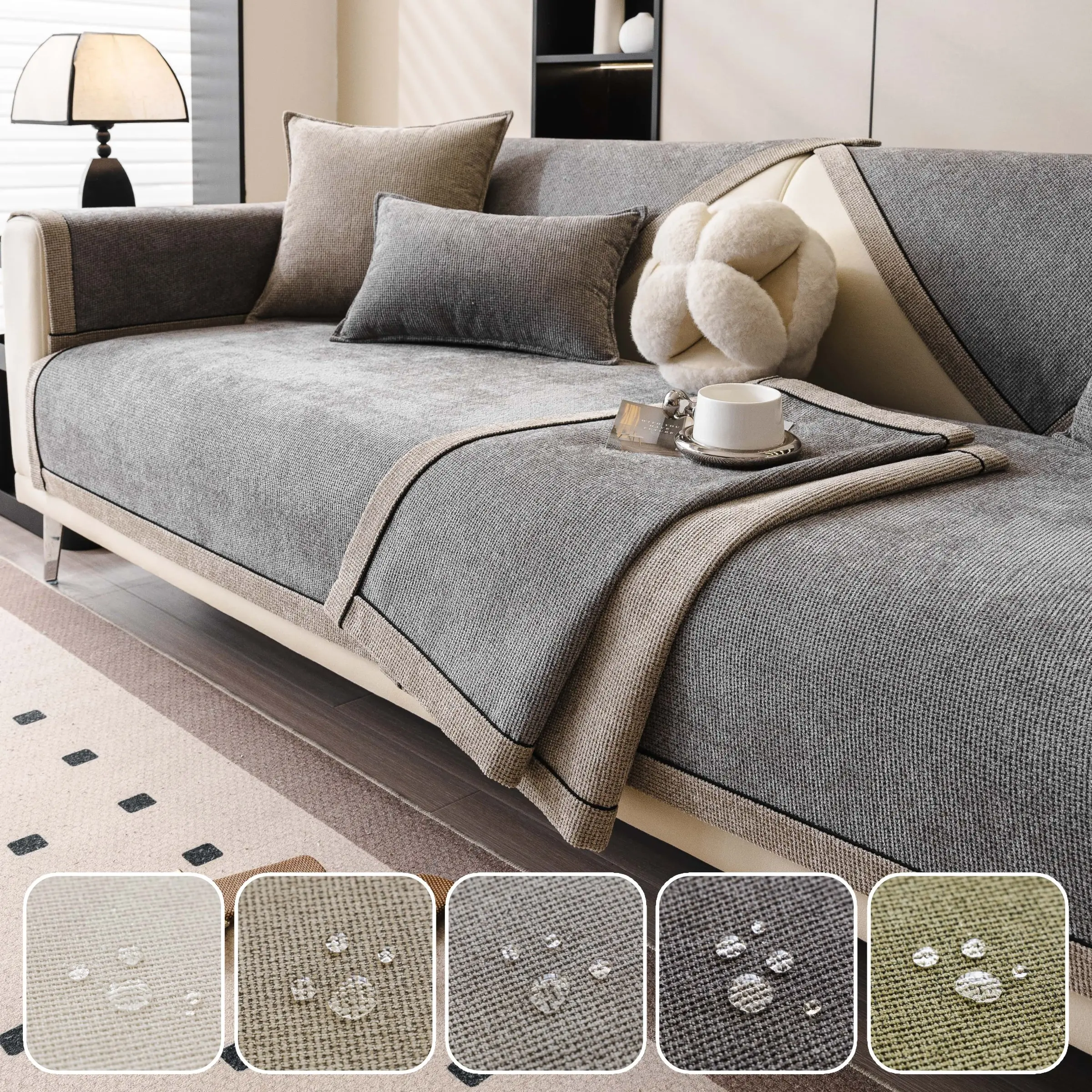 Waterproof Anti-Slip Couch Cover, Slipcovers For Couches And Sofas, Sofa Cover, Living Room Sofa Protector, Pet Friendly Furniture Cover, Universal Size Fits Single, Double, Sectional Sofas, Easy Care Decor Upgrade, Sofa Slipcover