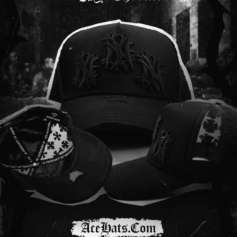 NY TRIPLE CHROME HAT TOTAL BLACK