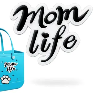 L-BR017  Mom Life Charms for Bogg Bag, Accessories Charm Mom Decoration for Original All Models Compatible with Bogg Bag, Insert Decorative Charms for Handbag Beach Tote Bags Gifts for Mom Daughter