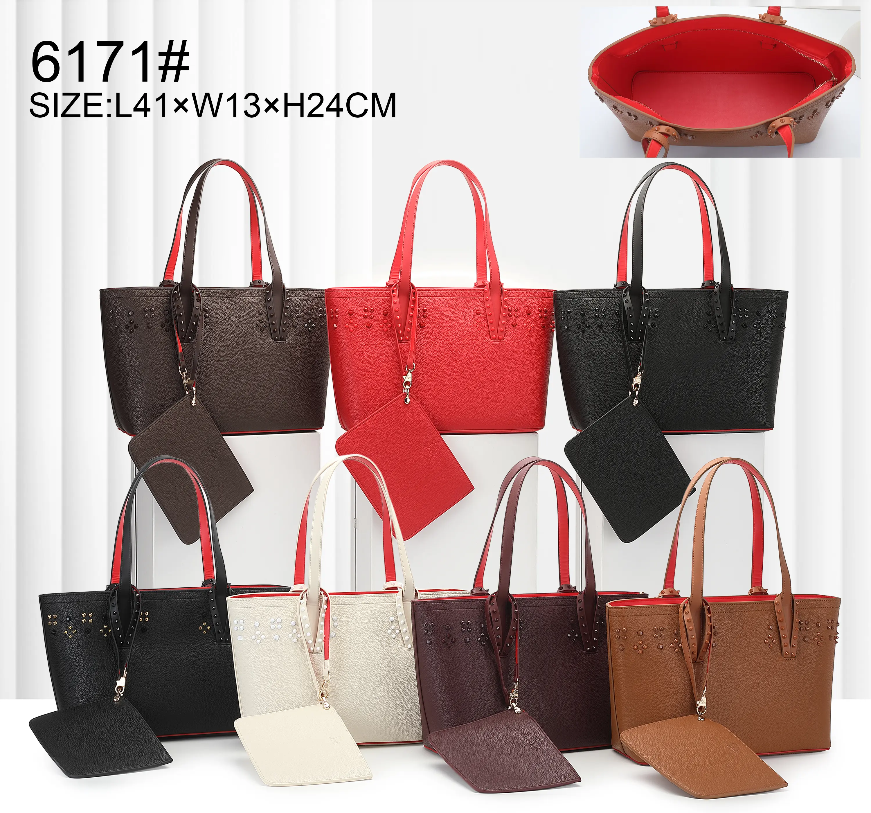 2PC Women's Elegant Handbag With Red Bottom, Y2k Style
