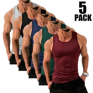 5-Pack Men’s Athletic Compression Tank Tops – Stretch Slim Fit, Sleeveless Fitness Shirts, Quick Dry & Breathable, Muscle Training Base Layer