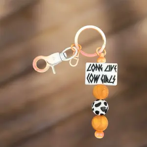 “Long Live Cowgirls” beaded keychain