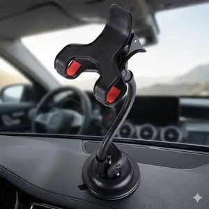 Universal Car Phone Mount with Extendable Arm, Suction Cup Base & Silicone Grip - Anti-Slip Shockproof Windshield Dash Holder, Dashboard Phone Mount for SUV Truck, Multi-Angle Adjustable Phone Stand for All Phones Navigation, Cell Phone Holder for Car