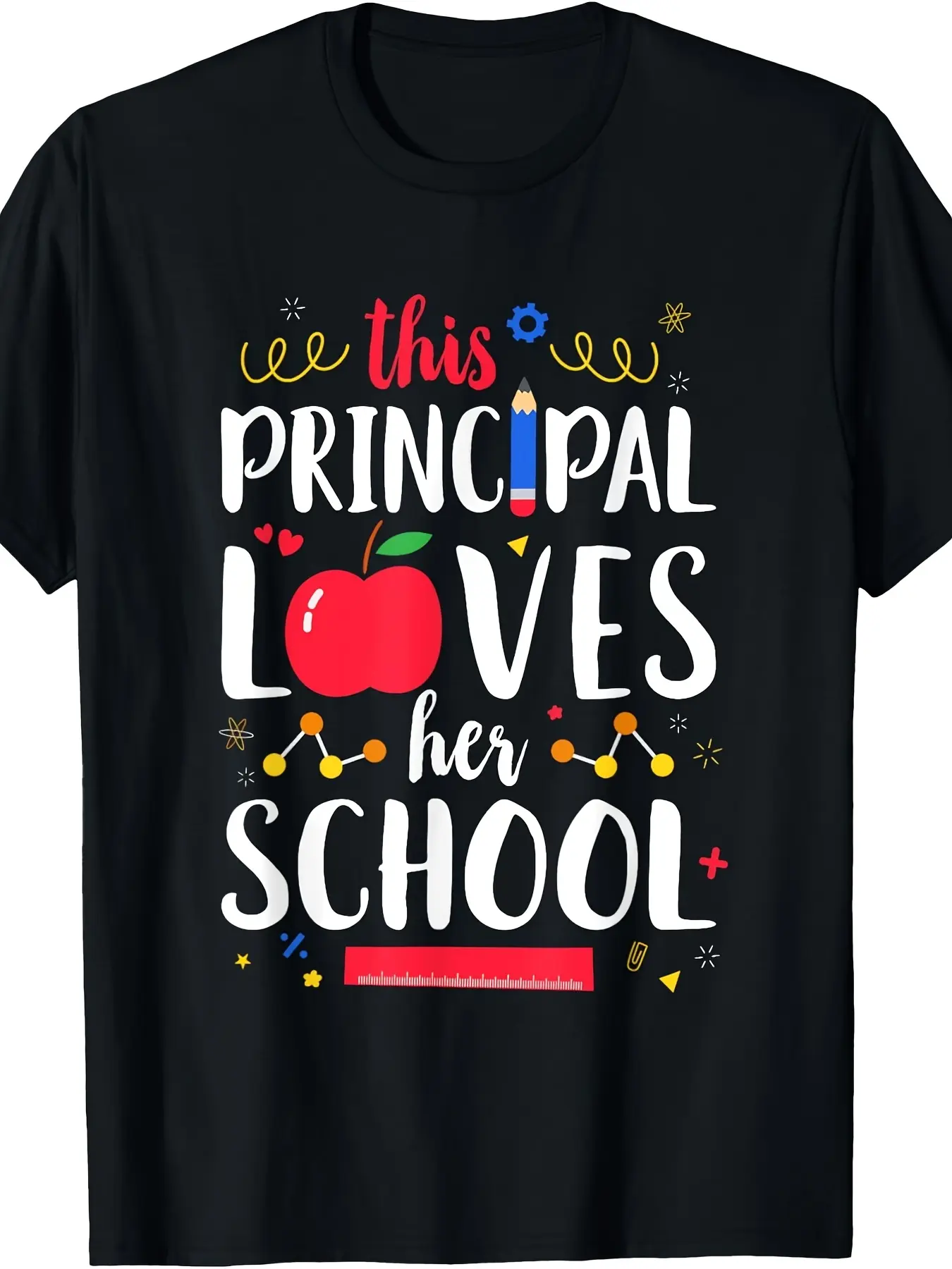 This Principal Loves Her School Teacher Appreciati unisex soft cotton short sleeve t shirt, vintage graphic casual tee for men women teens, perfect birthday holiday gift for camping travel gym daily street  wear