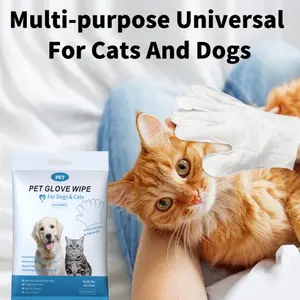 Pet Cleaning Gloves Set, Disposable Cat Dog Grooming Wipes, Dry Wash Bath Supplies, Non-Woven Fabric No-Rinse Eye Wet Gloves