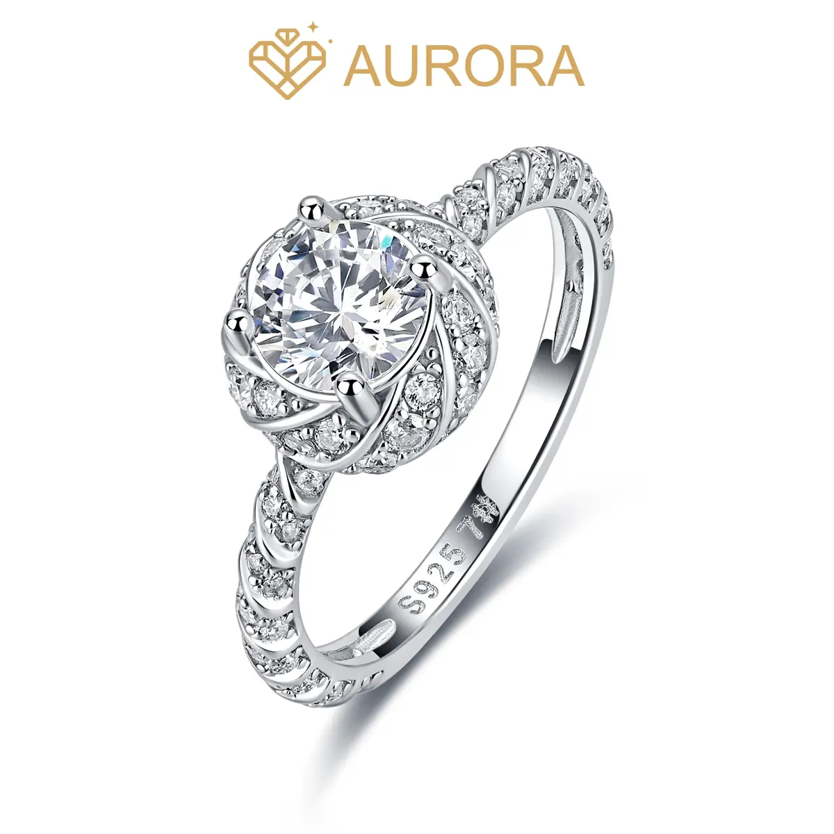【#255 Vesper】Full Moissanite main stone and side stone rings 925 sterling silver  gift with gift senior Anniversary engagement Wedding Jewelry Synthetic Moissanite