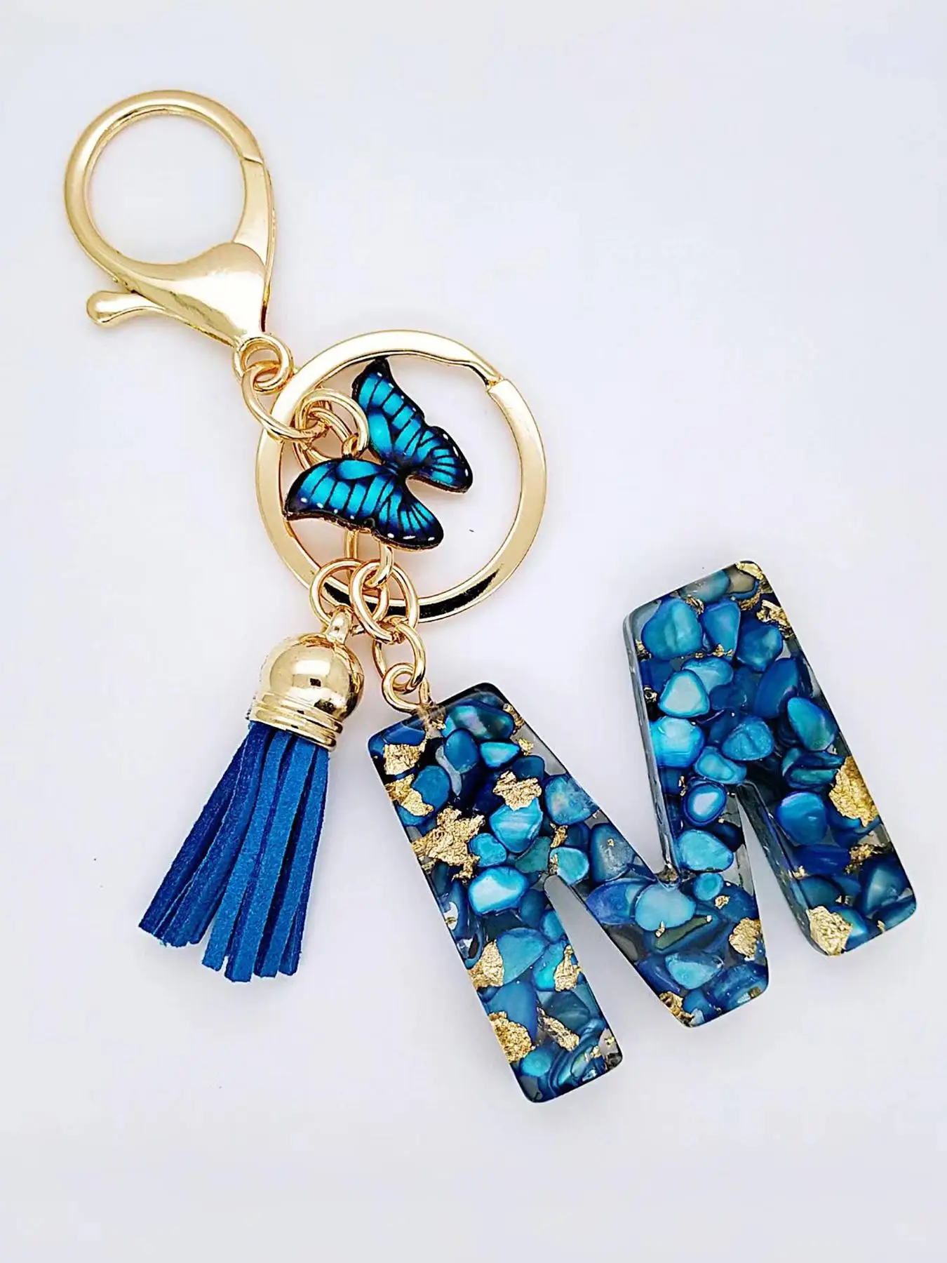 Cute Butterfly & & Letter & Tassel Decor Keychain, Unisex Resin Keychain for Key & Bag Decoration, Trendy All-match & Exquisite Keychain for Gift for