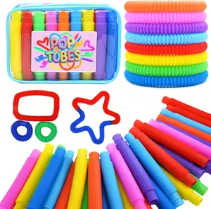 Pop Tubes Sensory Toys  30 Pack Stretchy Fidget Toys with Colors Stress Relief Toys for Kids & Adults Autism Sensory Tools Party Favors Classroom Prizes Travel & Therapy USA
