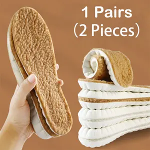 Thermal Lamb Wool Shoe Insoles, Thick Latex Pads, Warm Breathable Sweat-Absorbent Shock-Absorbing Inserts for Sports 51933