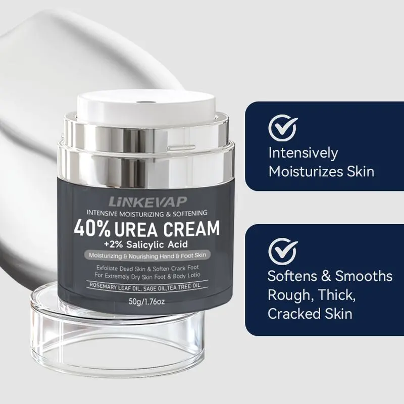 LINEKVAP 40% Urea Cream 2% Salicylic Acid  Foot & Hand Cream with Hyaluronic Acid Tea Tree & Aloe Vera for Deep Moisturizing & Callus Removal
