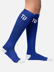 TierOne 20-30 mmhg Compression Socks for Women and Men (Navy & White)