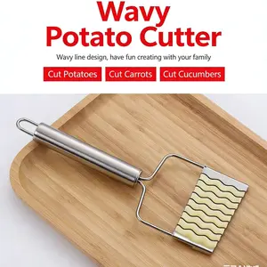 Stainless Steel Wolf Tooth Potato Knife, Kitchen Home Vegetable Slicer, Wave Pattern Blade, French Fries Cutting Tool