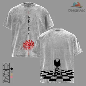 Kaneki Ken Tokyo Ghoul Anime Double Printed Washed Tee Unisex Oversize Anime Manga Acid Washed Lightweight Cotton T-Shirt, Sweatshirt, Hoodie