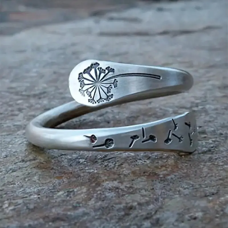 Vintage Flower Design Statement Copper Rings for Women for Summer with Dandelion Decor, Fashion Accessories, Trendy All-match & Exquisite Jewelry for Anniversary Gift, Adjustable Sunflower Ring, Beautiful Rings