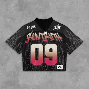 Vintage Saint Faith NO.09 Graphics Blokecore Blokette Football V-neck T-Shirt Football V-Neck Retro Summer Trendy Baseball Jersey Shirt Gift For Him Gift For Her Birthday, Baseball Jersey Outfit, AOP Merch, Outfit for Baseball Shirt Fan