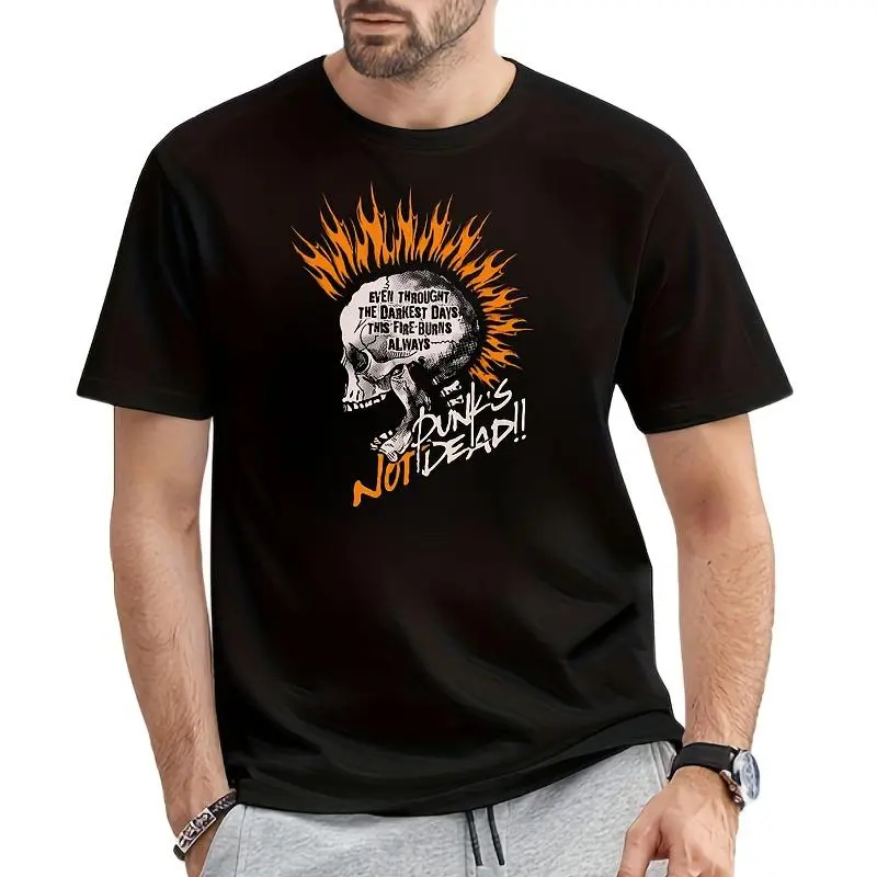 Punk Skull Gold Foil Sticker - "Punk Undead" flame skull pattern, suitable for T-shirts, hoodies, jeans, bags, clothing accessories, pillows - Fashionable and avant-garde decorative sticker,graphic,funny,father