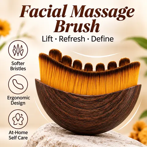 Facial Massage Brush - 50g Ergonomic Contour Face Sculpting Home Beauty Tool, Gentle Soft Dense Bristles for Jawline Evening & Cheek Depuffing, Easy & Versatile Beauty Device for Adults’ Home/Spa Use, Lightweight for Cosmetic Bag Storage