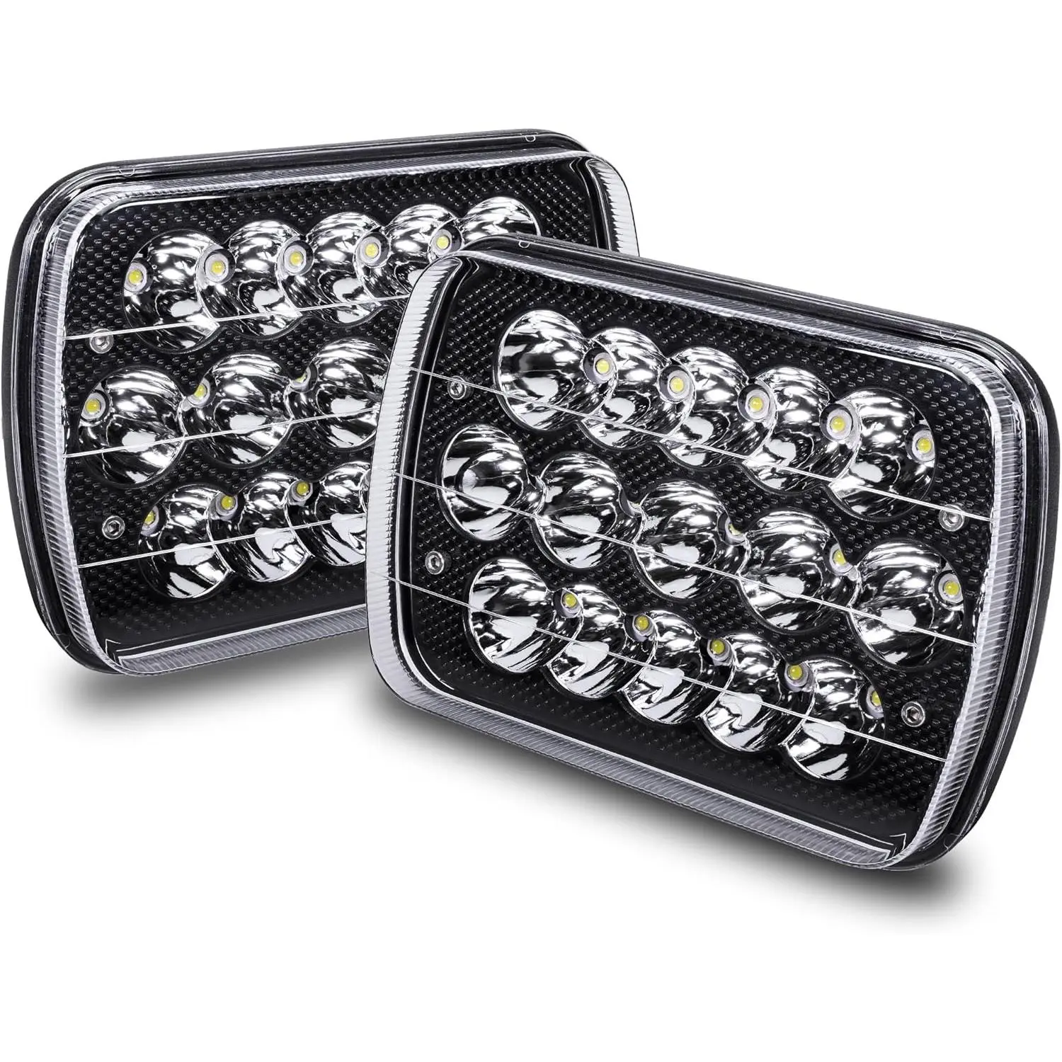 7x6 5x7 H6054 Black LED Headlight H4 Sealed Beam Replacement Light for Jeep Wrangler YJ Cherokee XJ Chevrolet Express Blazer S10 Van GW Savannah Ford Econoline E150 Nissan D21 Toyota Pickup, Led Lights Car, Black-6 (100%) Led Dipped Headlight, H4 Socket P