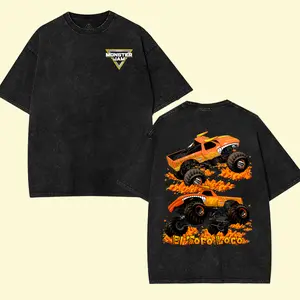 Monster Jam El Toro Graphic Cotton Short Sleeve Washed Hoodie for Monster Truck Fans and Racing Style, Streetwear T-Shirt, Family Shirt, Graphic Acid Washed Shirt, Lightweight Cotton Tee