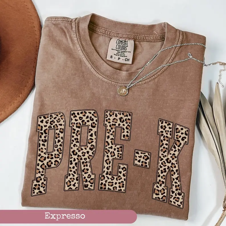 Comfort Colors Leopard Pre-K Teacher Shirt, Pre-K Squad Teacher Shirt, Preschool Crew Tee, PreK Teacher Shirt, Back To School Gift, Teaching Graphic Tees