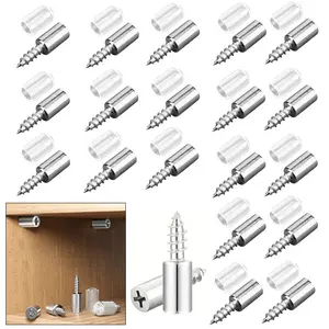 Self-Tapping Cabinet Screws with Anti-Slip Caps, Shelf Support Pins for Shelves, Wardrobes, Bookcases and Kitchen Cabinets