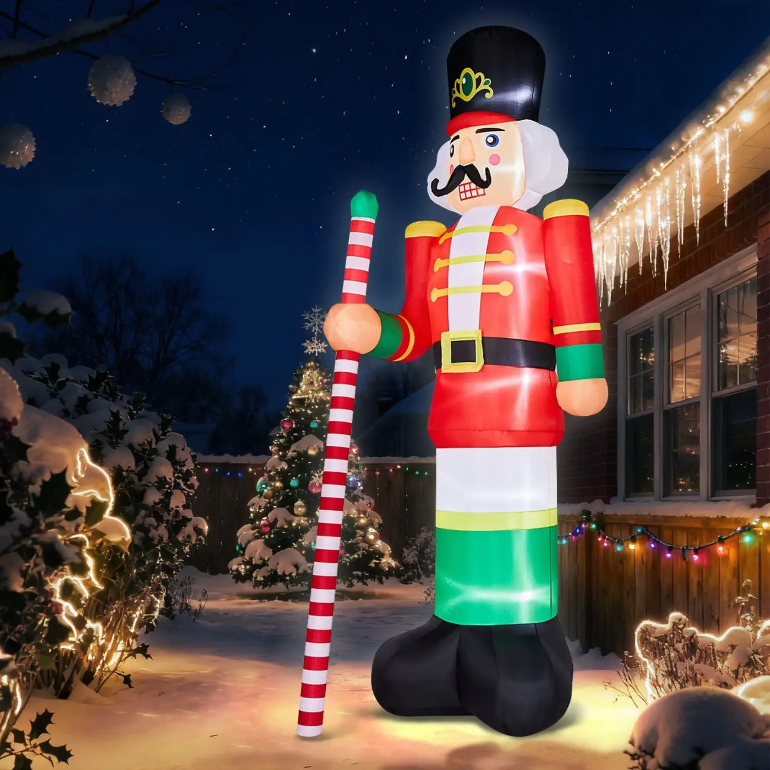 Ubesgoo  12FT Tall Lighted Christmas Inflatable Decoration, Inflatable Giant Soldier, Funny Blow Up Yard Decorations with Built-in LED Lights for Holiday Party Front Yard Lawn Garden Decor