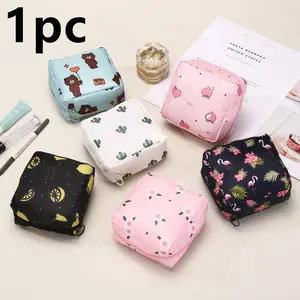 Cute Cartoon Girls' Sanitary Pad Storage Bag, Large Capacity, Portable Travel Pack, Waterproof & Dustproof, Perfect for School & Travel, Waterproof Organizer Bag
