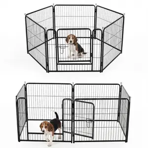 Pet Playpen for Dogs and Cats, 24/32/40 Inch Height Metal Exercise Pen with Lockable Door, Indoor Outdoor Portable Kennel for Camping Backyard